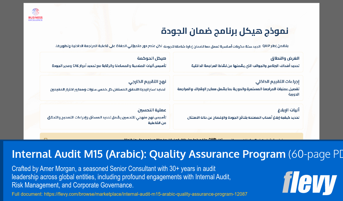 Internal Audit M15 (Arabic): Quality Assurance Program (60-page PDF document) Preview Image