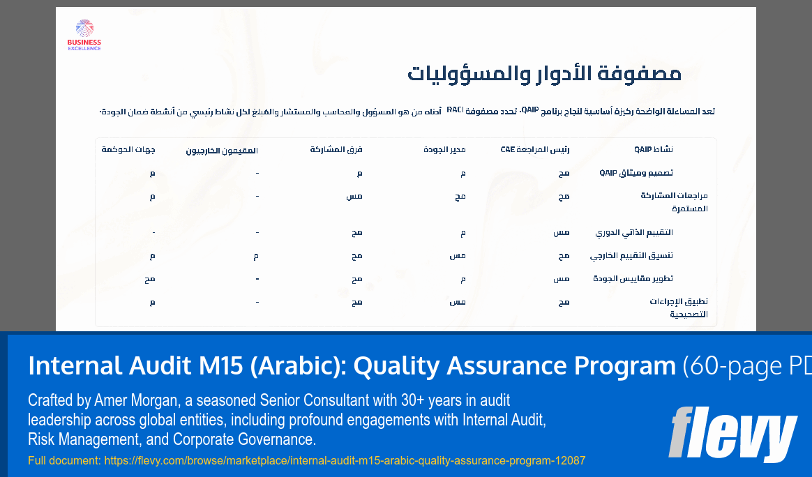Internal Audit M15 (Arabic): Quality Assurance Program (60-page PDF document) Preview Image