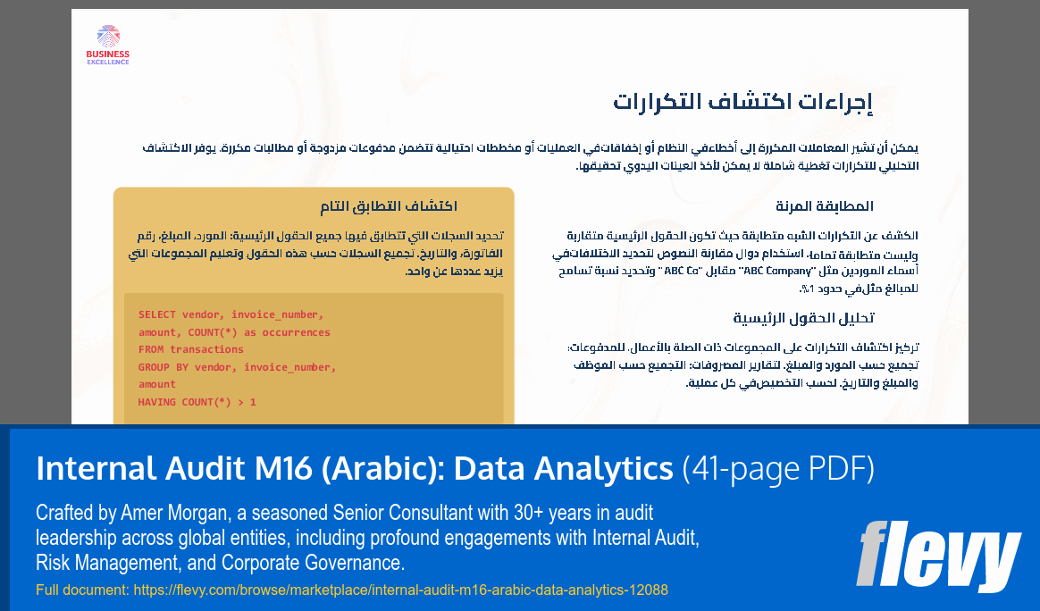 Internal Audit M16 (Arabic): Data Analytics (41-page PDF document) Preview Image