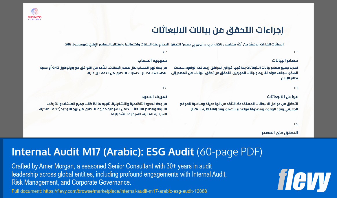 Internal Audit M17 (Arabic): ESG Audit (60-page PDF document) Preview Image