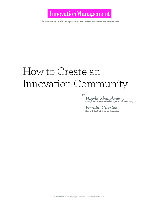 How to Create an Innovation Community (18-page PDF document) Preview Image