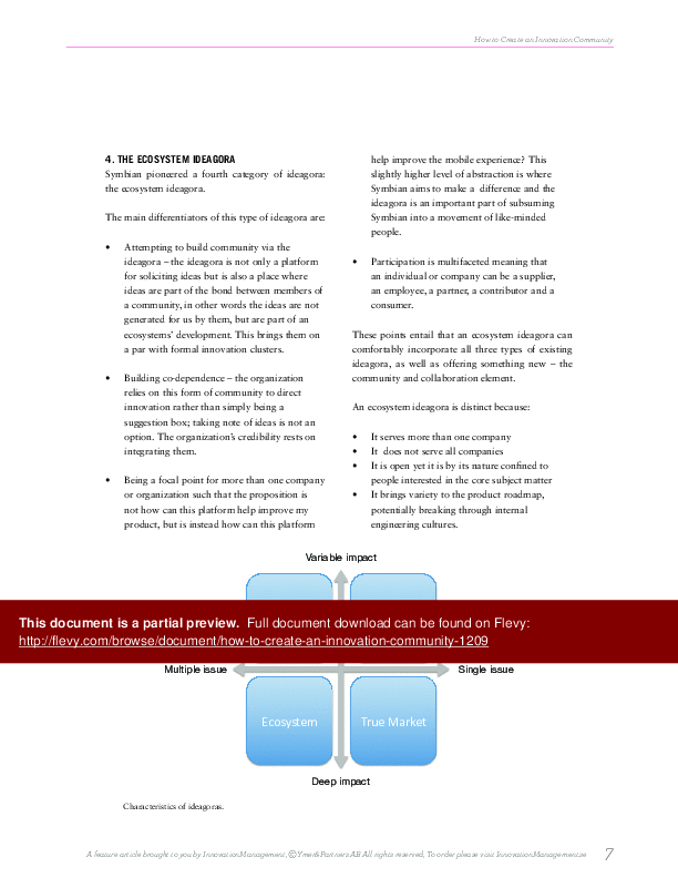 This is a partial preview of How to Create an Innovation Community (18-page PDF document). Full document is 18 pages. 