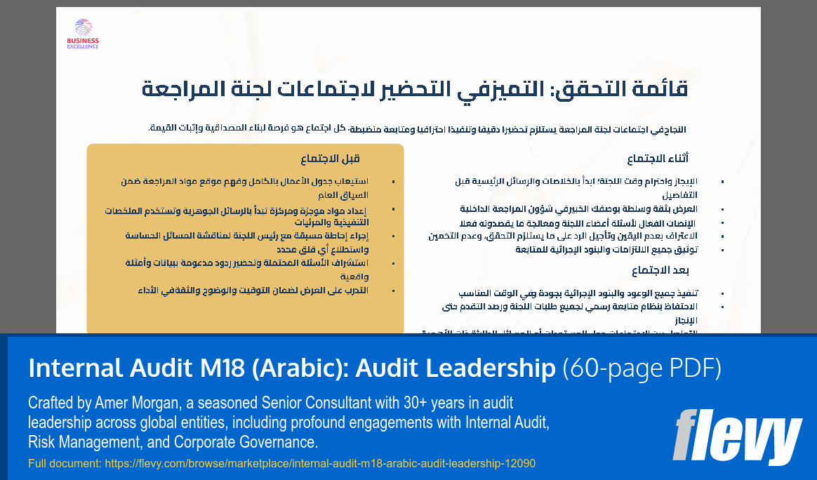 Internal Audit M18 (Arabic): Audit Leadership (60-page PDF document) Preview Image