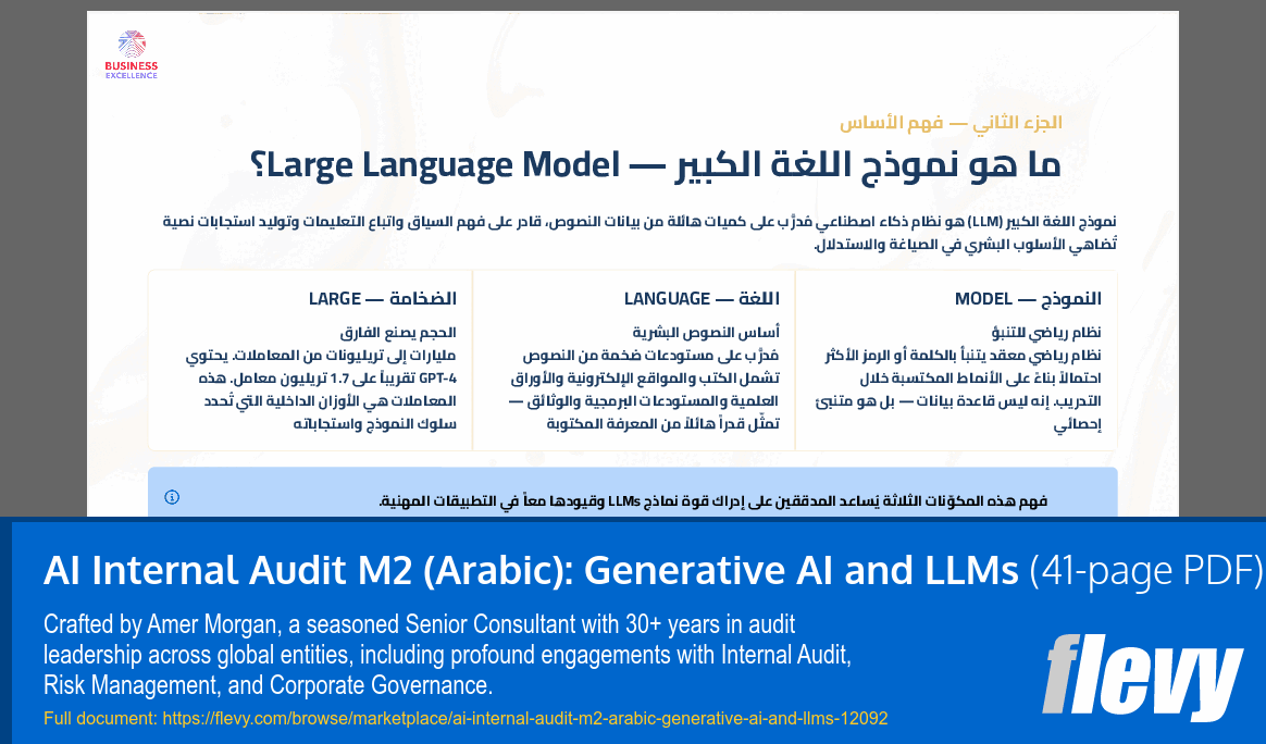 AI Internal Audit M2 (Arabic): Generative AI and LLMs (41-page PDF document) Preview Image