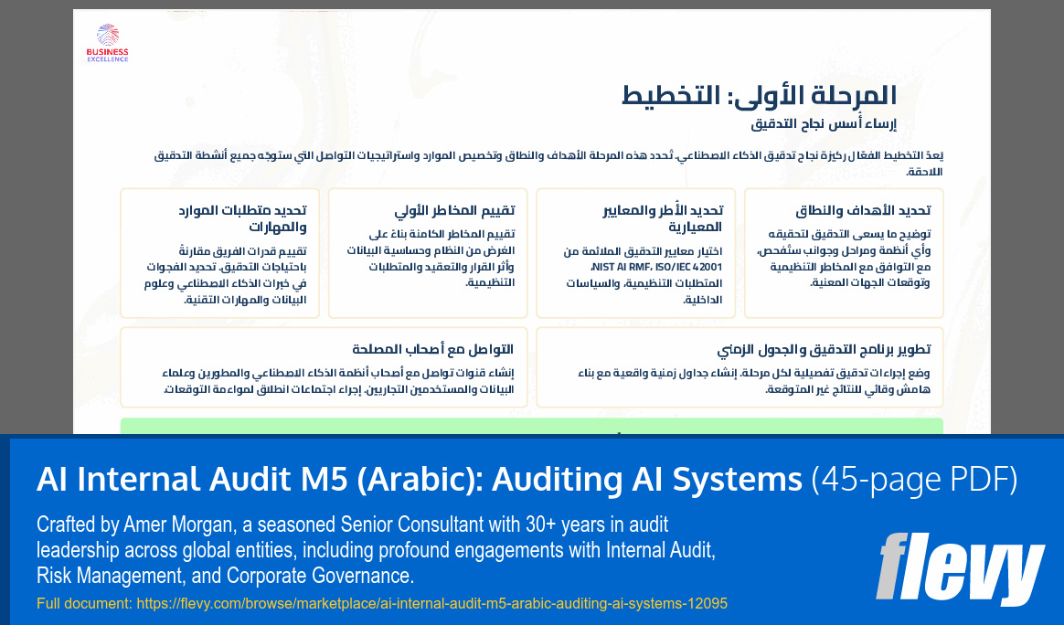 AI Internal Audit M5 (Arabic): Auditing AI Systems (45-page PDF document) Preview Image