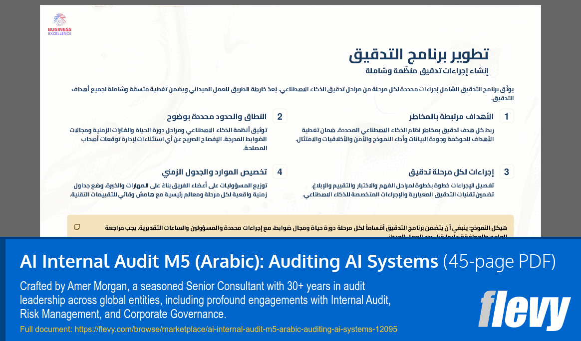 AI Internal Audit M5 (Arabic): Auditing AI Systems (45-page PDF document) Preview Image