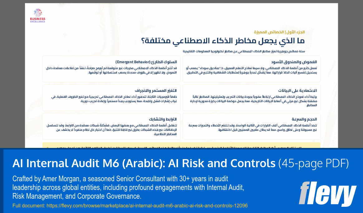 AI Internal Audit M6 (Arabic): AI Risk and Controls (45-page PDF document) Preview Image