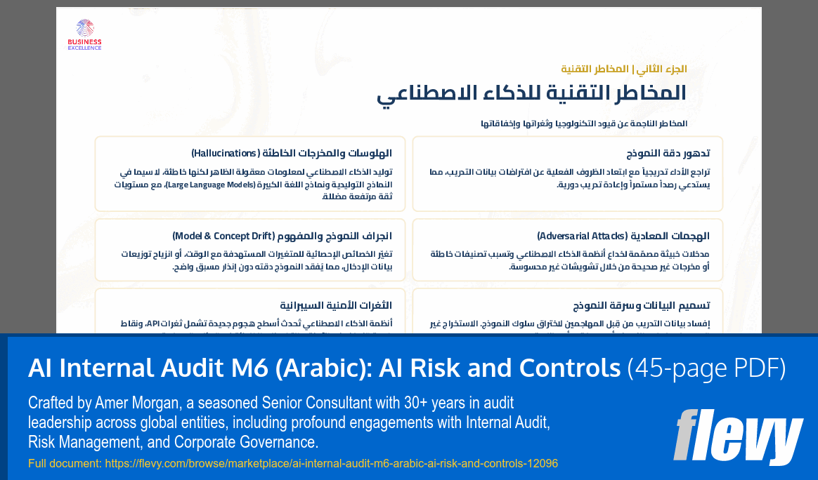 AI Internal Audit M6 (Arabic): AI Risk and Controls (45-page PDF document) Preview Image