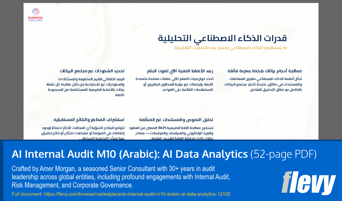 AI Internal Audit M10 (Arabic): AI Data Analytics (52-page PDF document) Preview Image
