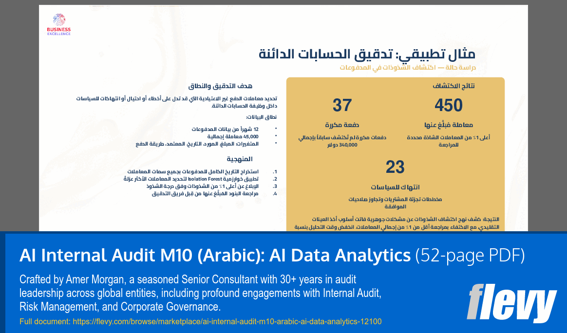 AI Internal Audit M10 (Arabic): AI Data Analytics (52-page PDF document) Preview Image