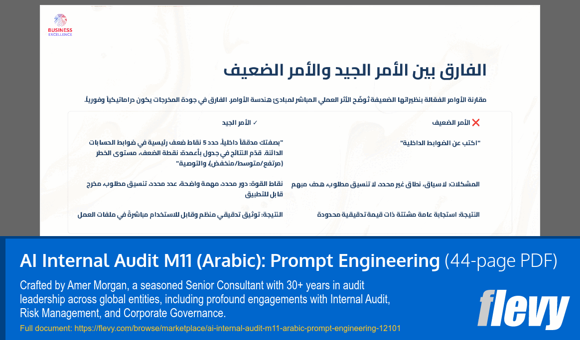AI Internal Audit M11 (Arabic): Prompt Engineering (44-page PDF document) Preview Image