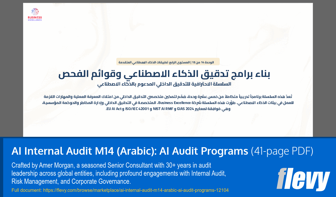 AI Internal Audit M14 (Arabic): AI Audit Programs (41-page PDF document) Preview Image