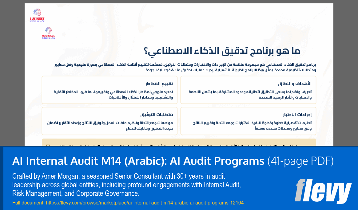 AI Internal Audit M14 (Arabic): AI Audit Programs (41-page PDF document) Preview Image