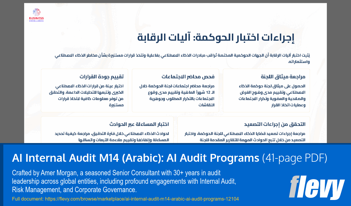 AI Internal Audit M14 (Arabic): AI Audit Programs (41-page PDF document) Preview Image