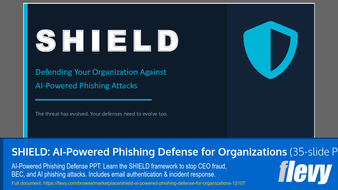 SHIELD: AI-Powered Phishing Defense for Organizations (35-slide PPT PowerPoint presentation template (PPT)) Preview Image