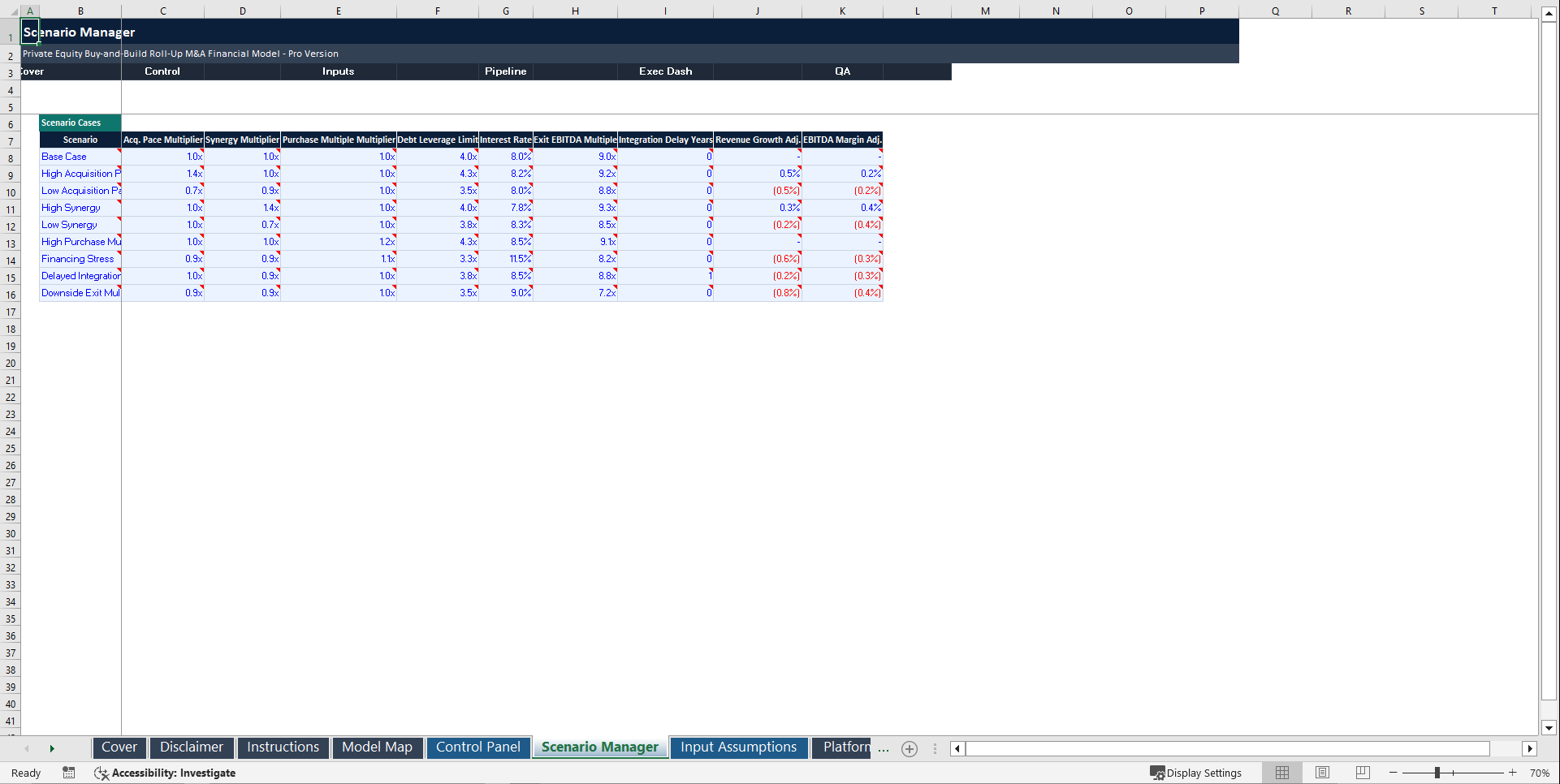 Private Equity Buy-and-Build Roll-Up M&A Financial Model (Excel template (XLSX)) Preview Image