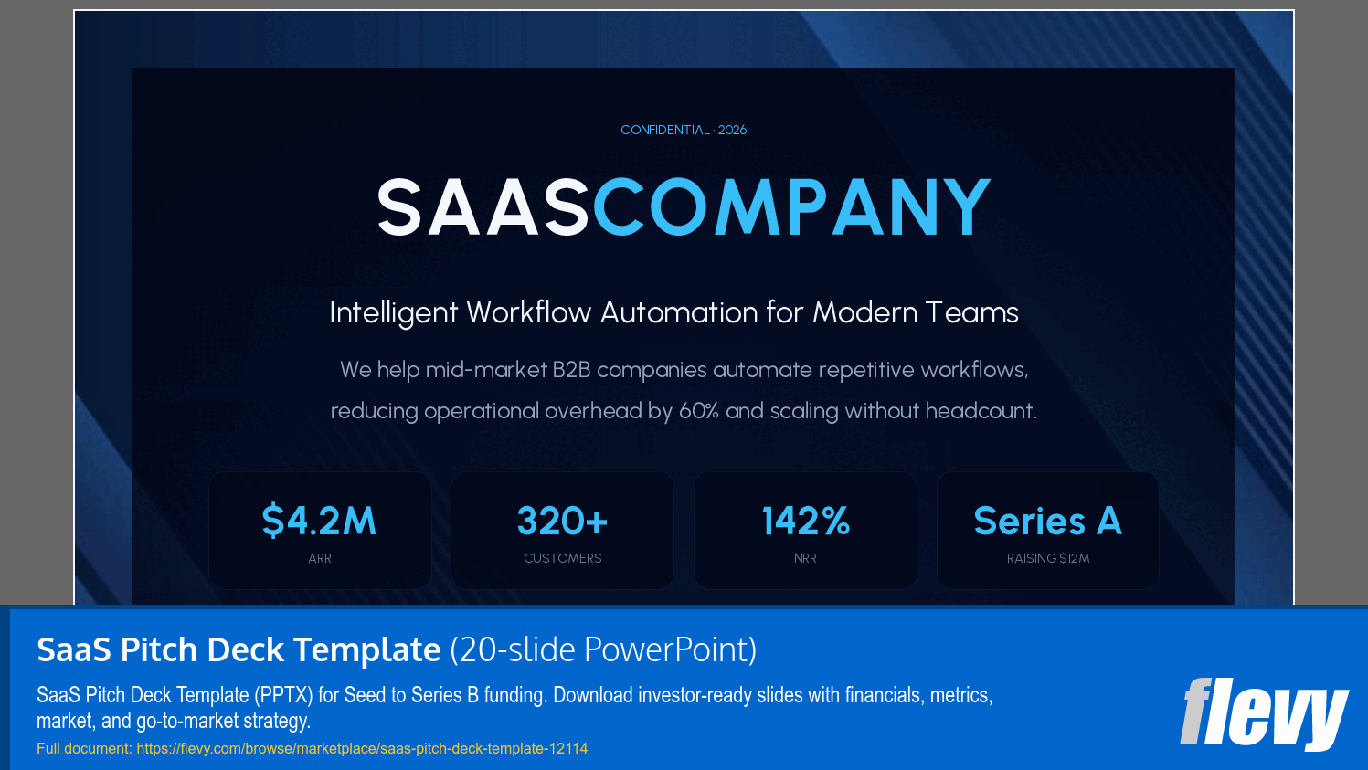 SaaS Pitch Deck Template (20-slide PPT PowerPoint presentation template (PPTX)) Preview Image