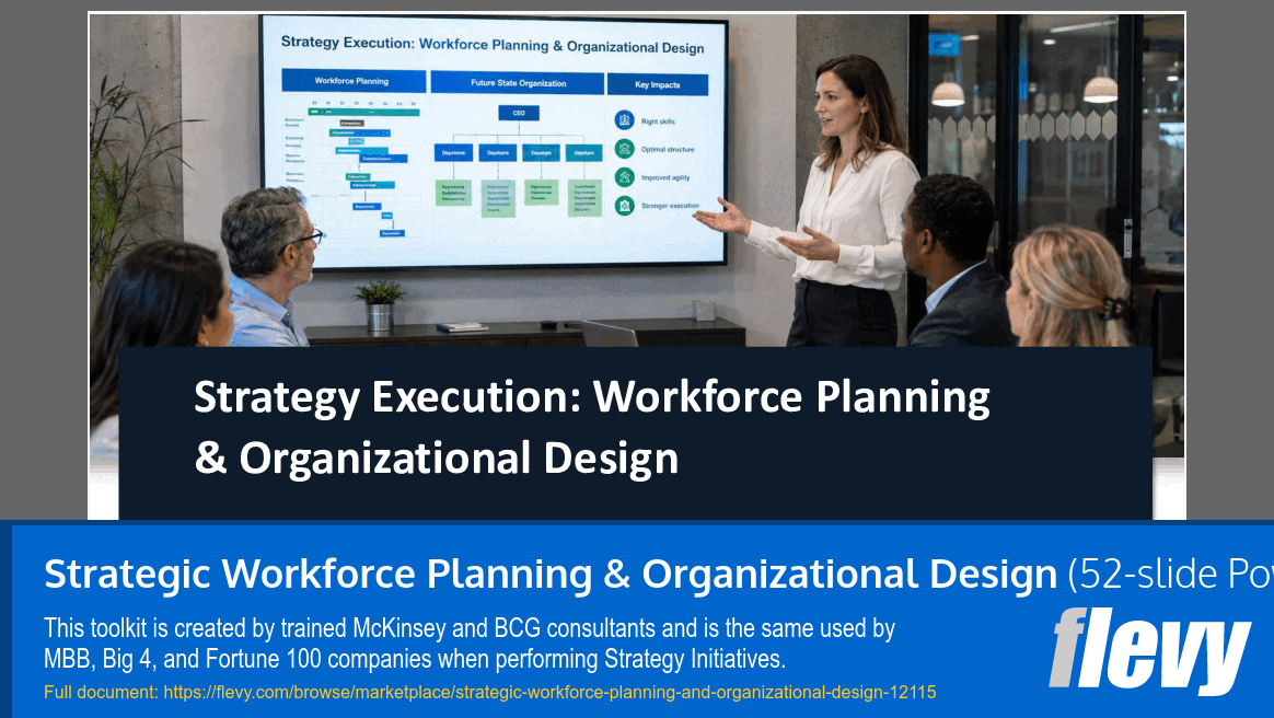 Strategic Workforce Planning & Organizational Design (52-slide PPT PowerPoint presentation template (PPTX)) Preview Image
