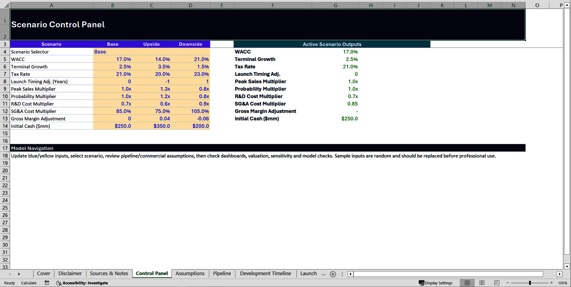 Biotech & Pharma Startup Financial Model (Excel template (XLSX)) Preview Image