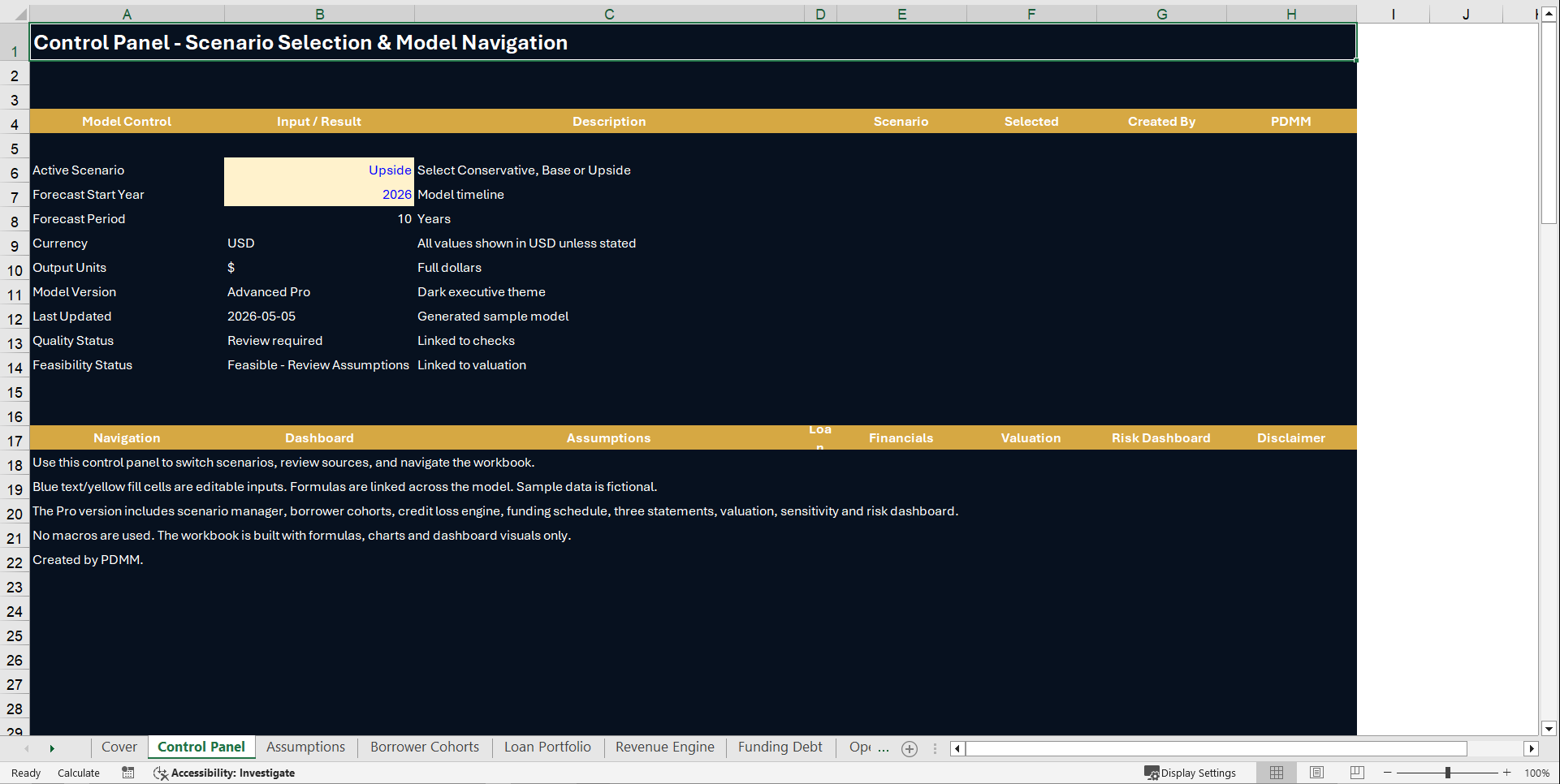 Microfinance Platform Financial Model – 10 Year (Excel template (XLSX)) Preview Image