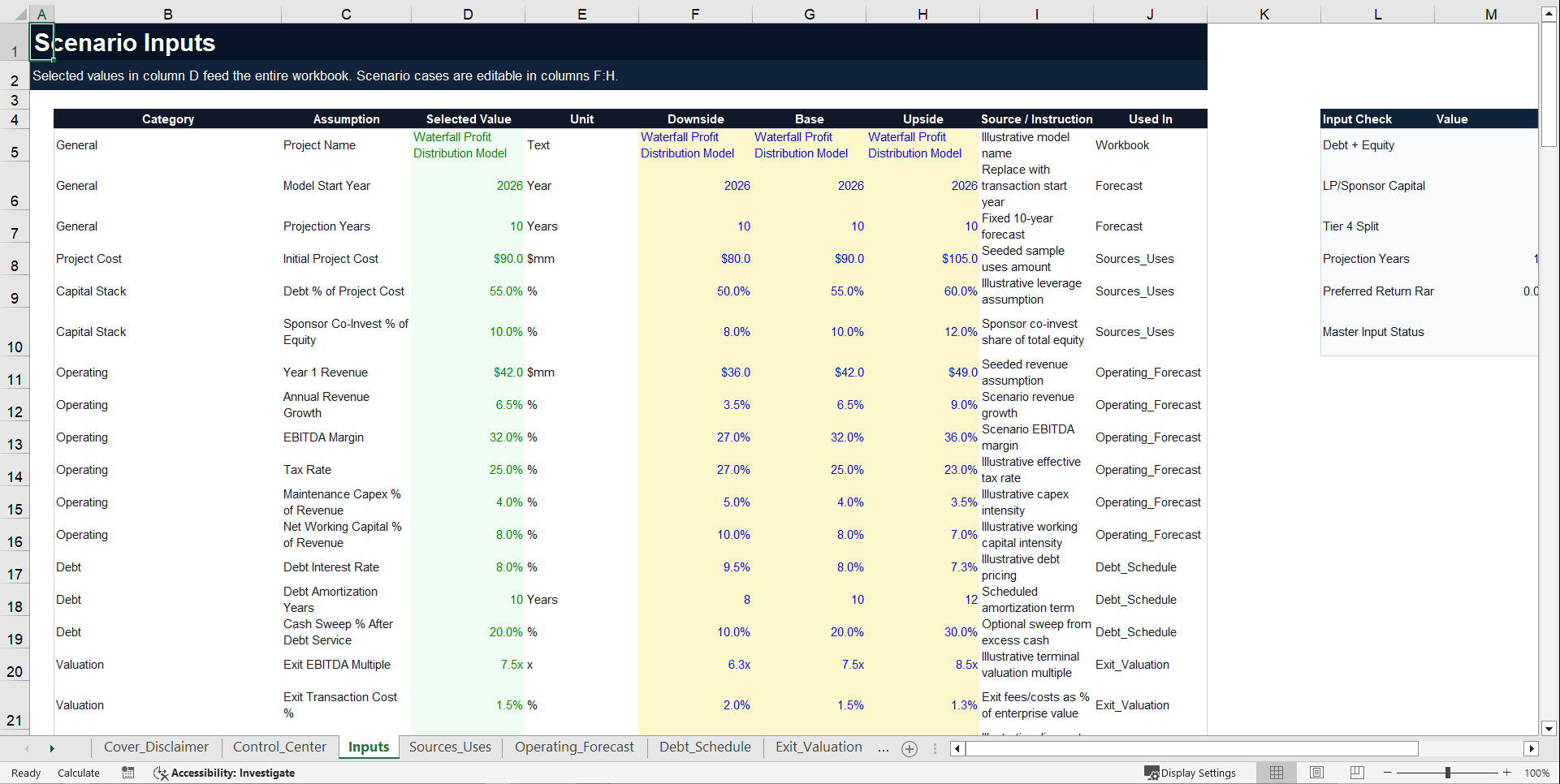 Waterfall Profit Distribution Model – Up to 4 Tiers (Excel template (XLSX)) Preview Image