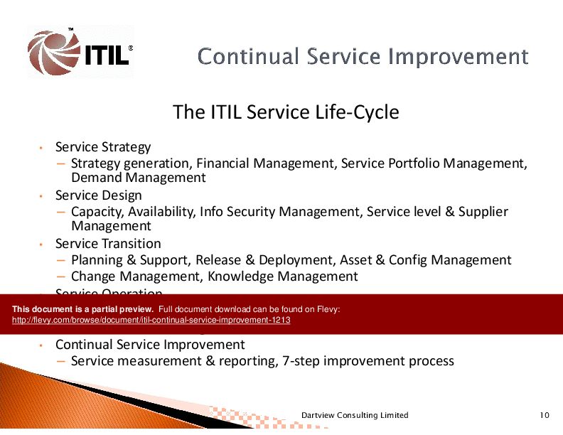 This is a partial preview of ITIL Continual Service Improvement (76-slide PowerPoint presentation (PPTX)). Full document is 76 slides. 