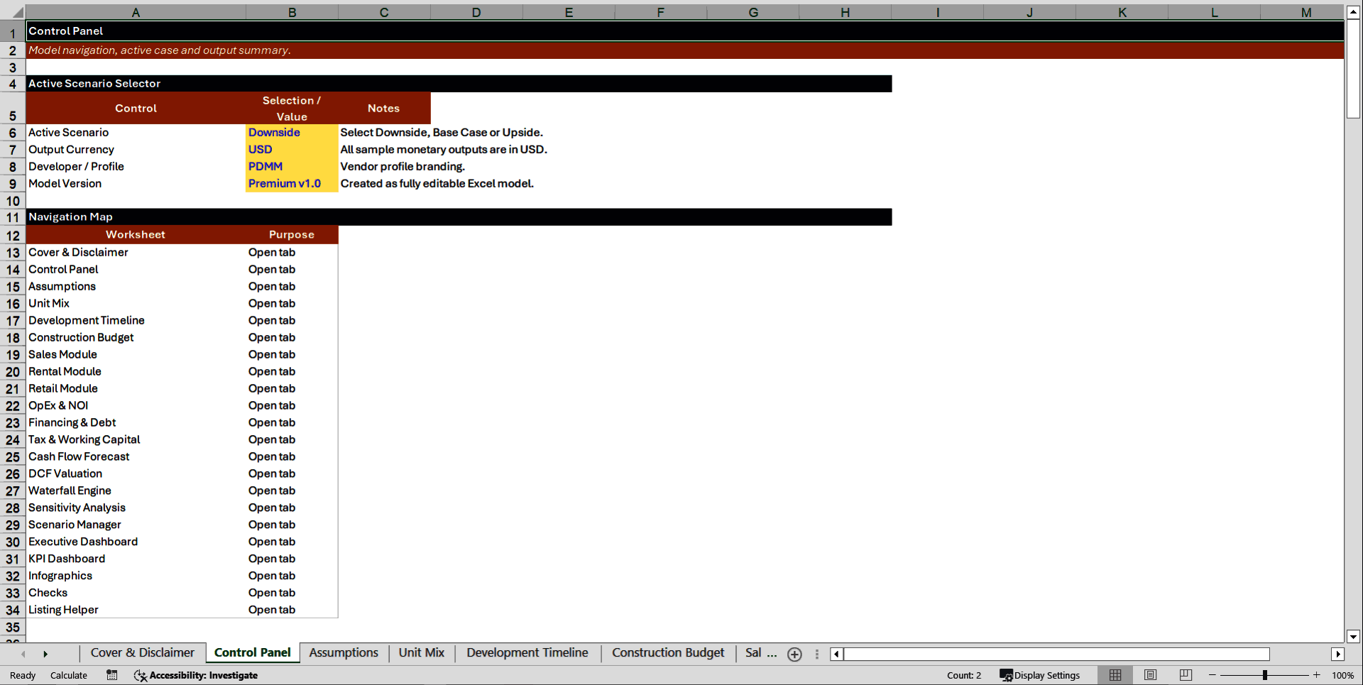 Residential Building Development Financial Model (Excel template (XLSX)) Preview Image