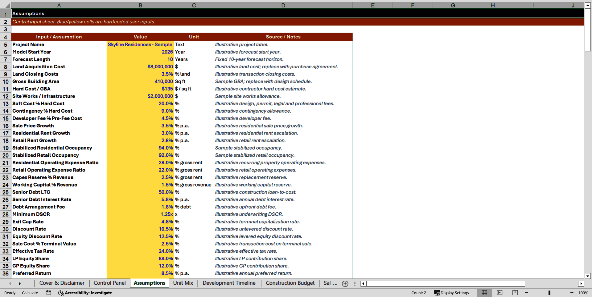 Residential Building Development Financial Model (Excel template (XLSX)) Preview Image