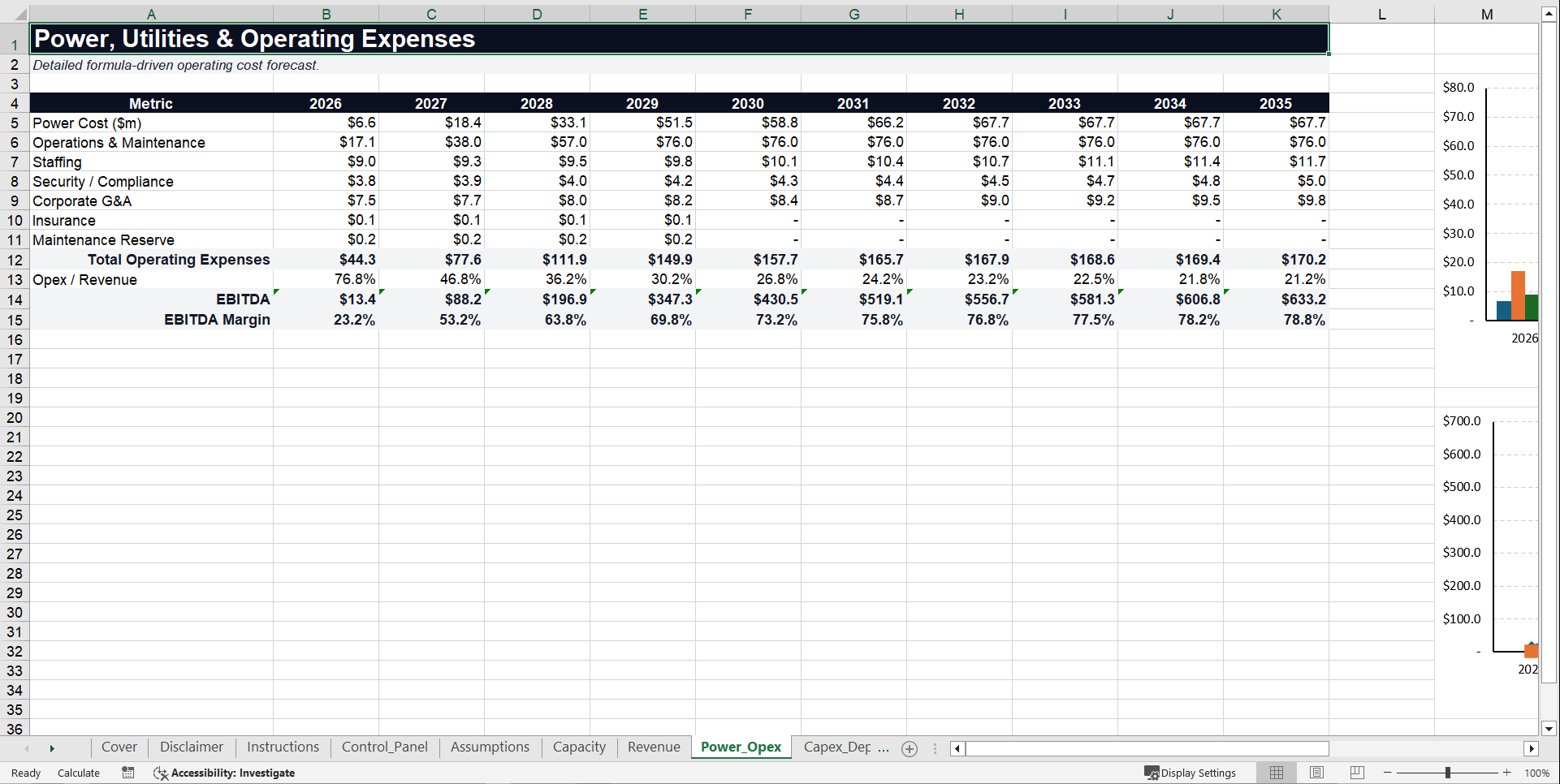Data Center Development Financial Model (Excel template (XLSX)) Preview Image