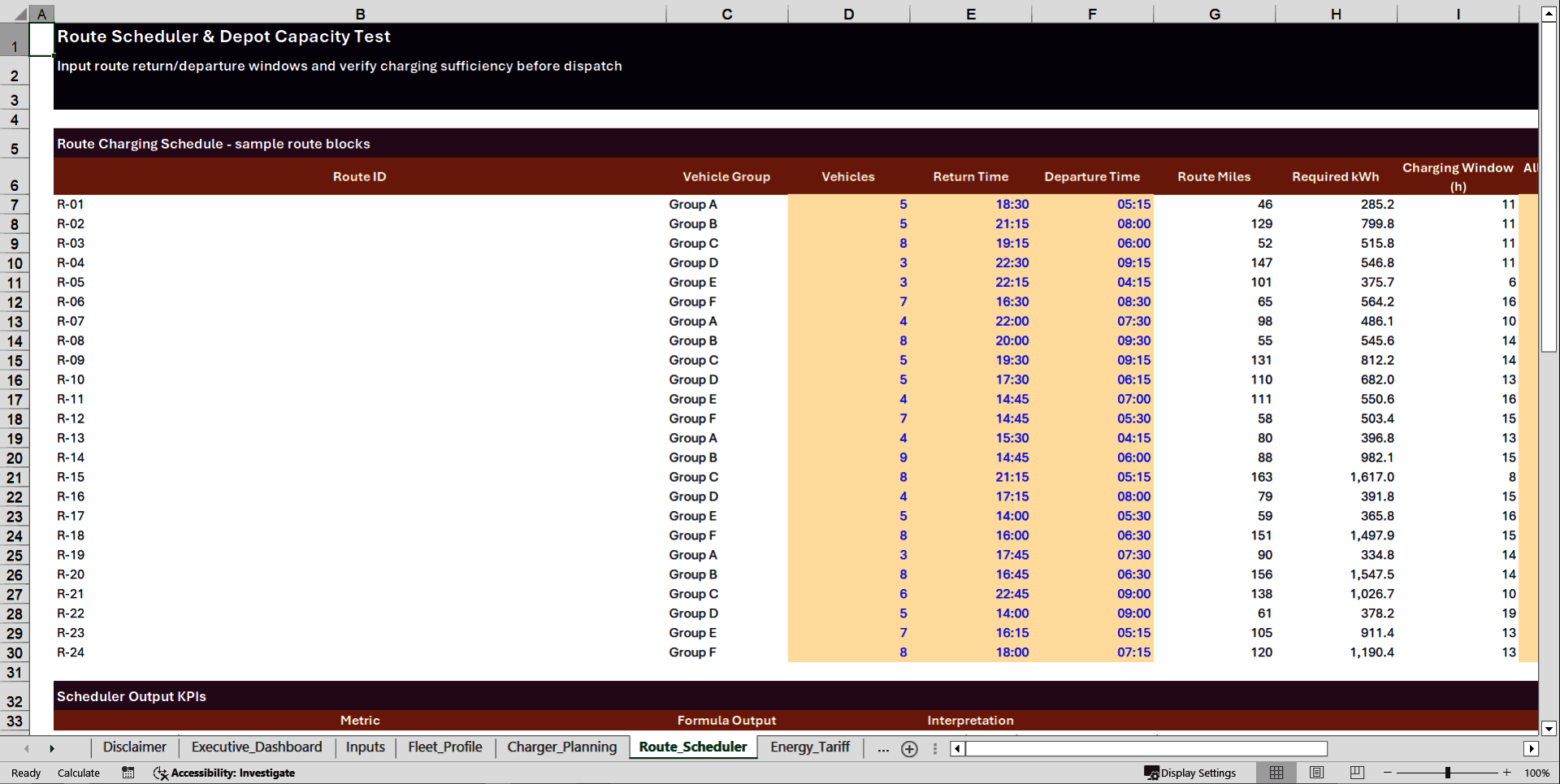 EV Fleet Depot Charging Financial Model (Excel template (XLSX)) Preview Image