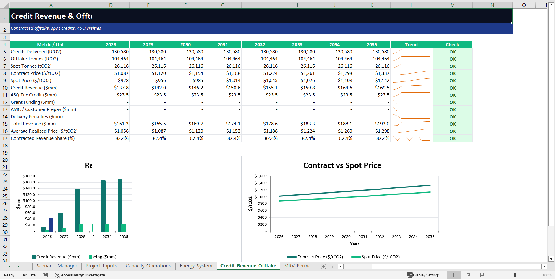 Direct Air Capture Carbon Removal Financial Model (Excel template (XLSX)) Preview Image