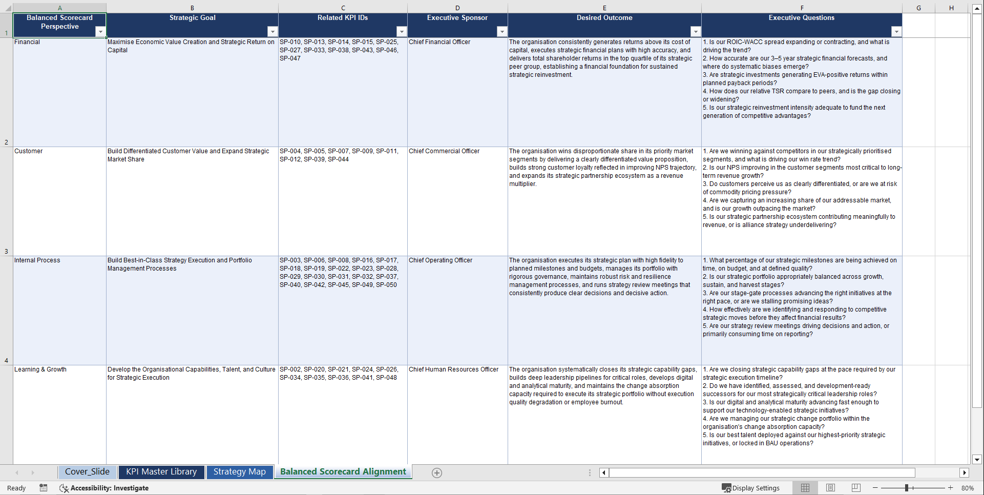Strategic Planning KPIs & Benchmarks (Excel template (XLSX)) Preview Image