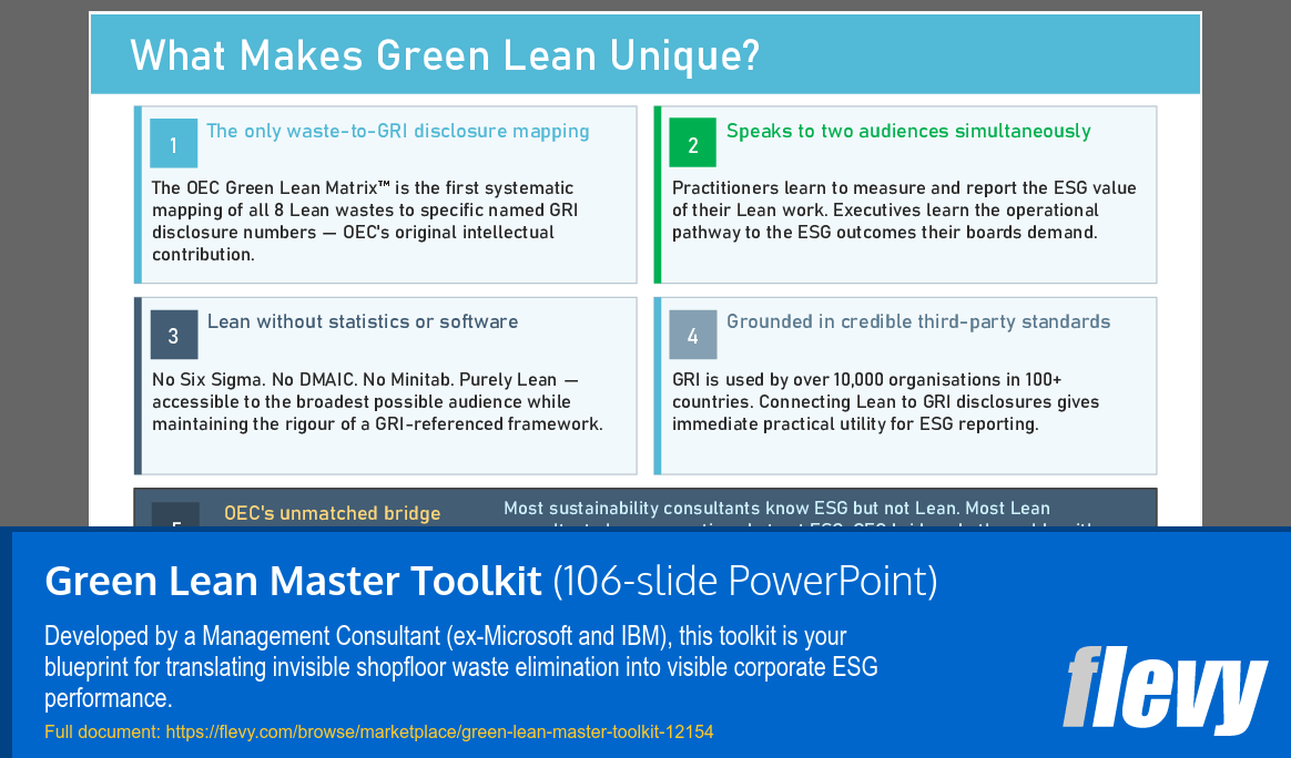 Green Lean Master Toolkit (106-slide PPT PowerPoint presentation template (PPTX)) Preview Image