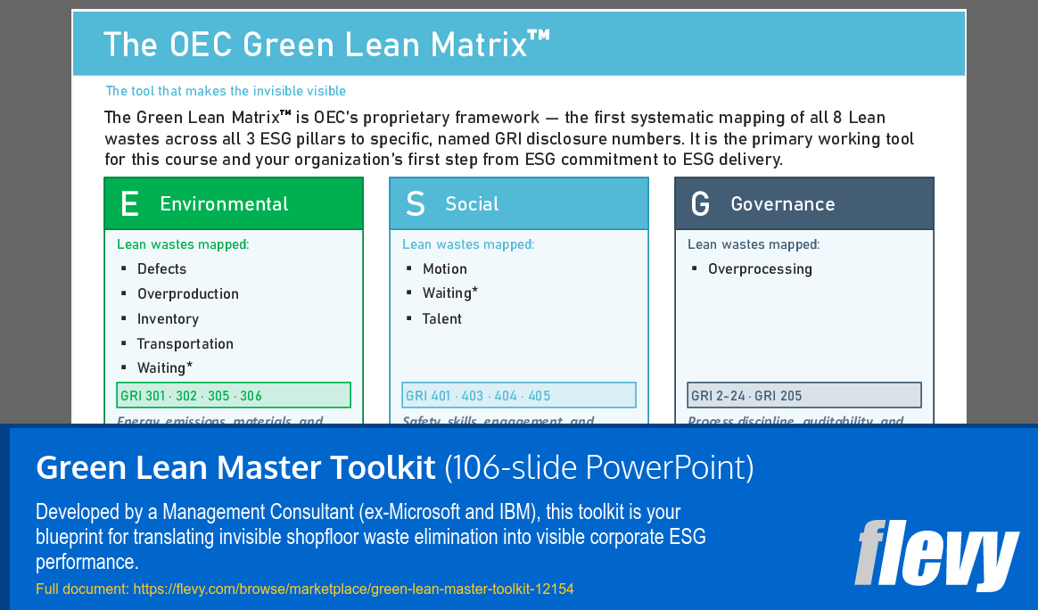 Green Lean Master Toolkit (106-slide PPT PowerPoint presentation template (PPTX)) Preview Image