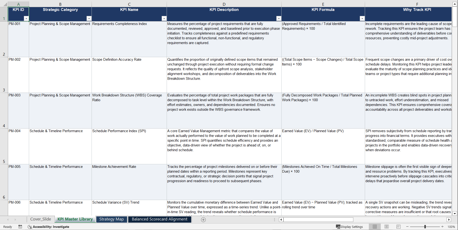 Project Management KPIs & Benchmarks (Excel template (XLSX)) Preview Image