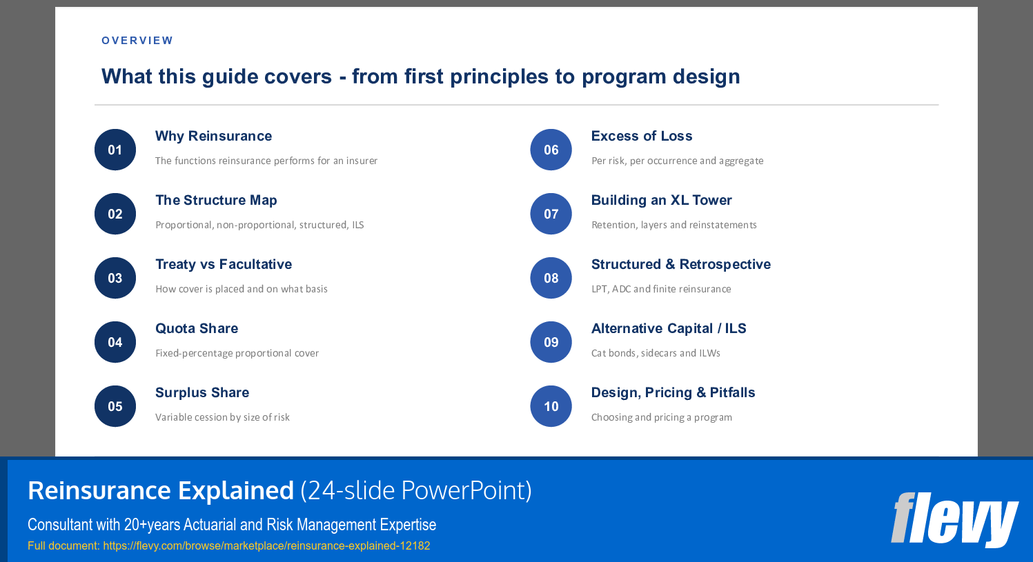 Reinsurance Explained (24-slide PPT PowerPoint presentation template (PPTX)) Preview Image