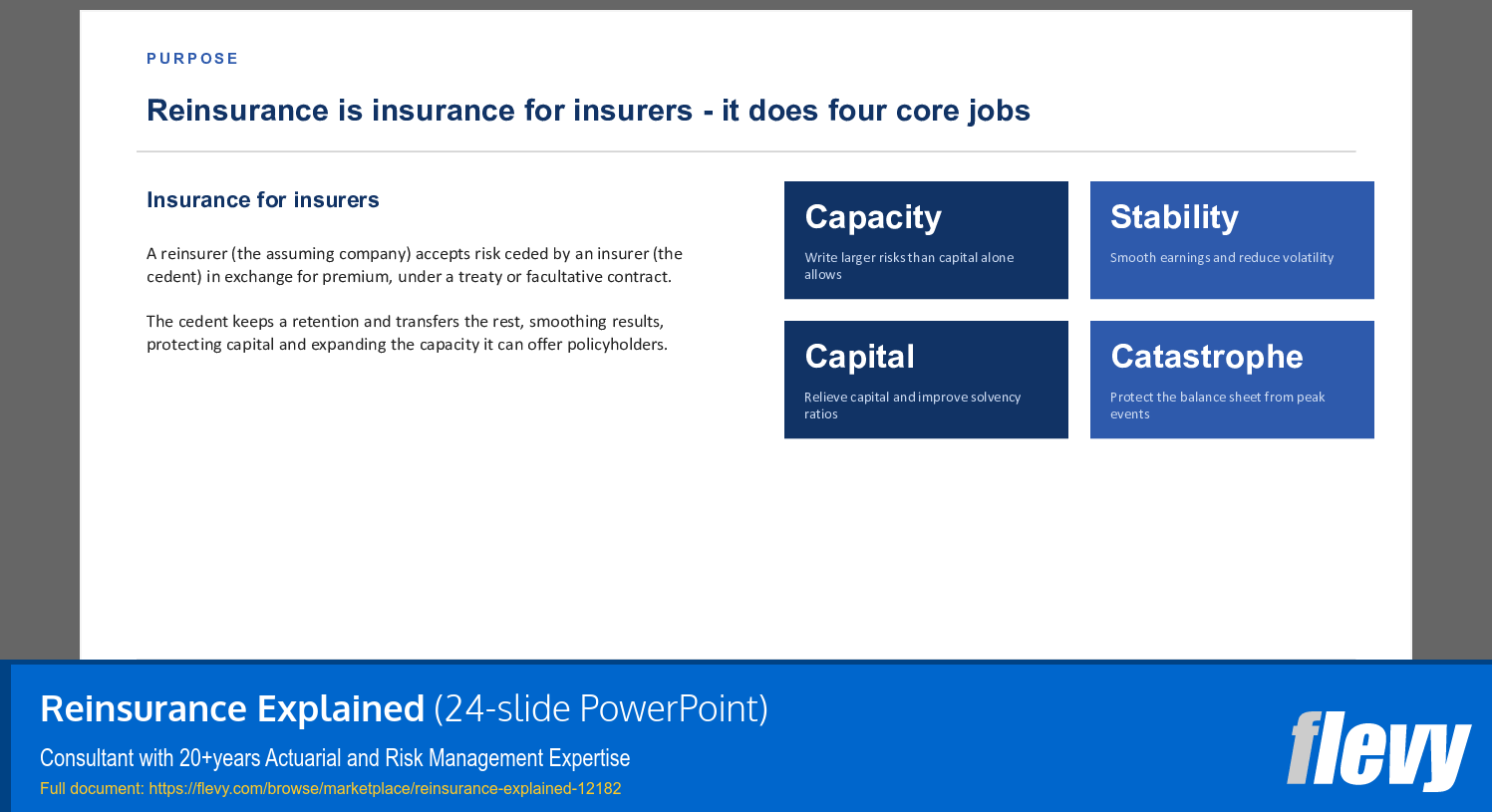 Reinsurance Explained (24-slide PPT PowerPoint presentation template (PPTX)) Preview Image