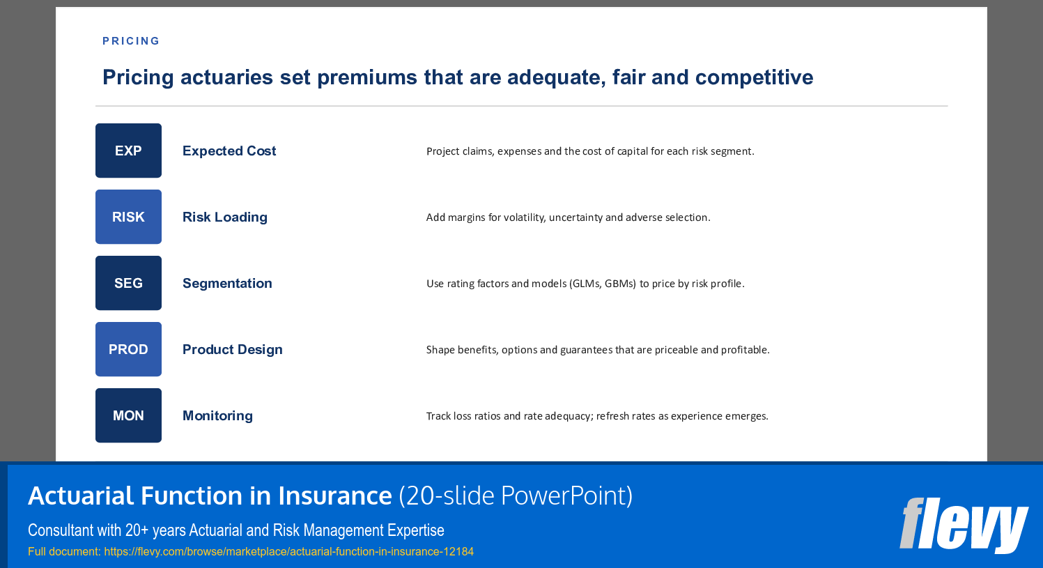 Actuarial Function in Insurance (20-slide PPT PowerPoint presentation template (PPTX)) Preview Image