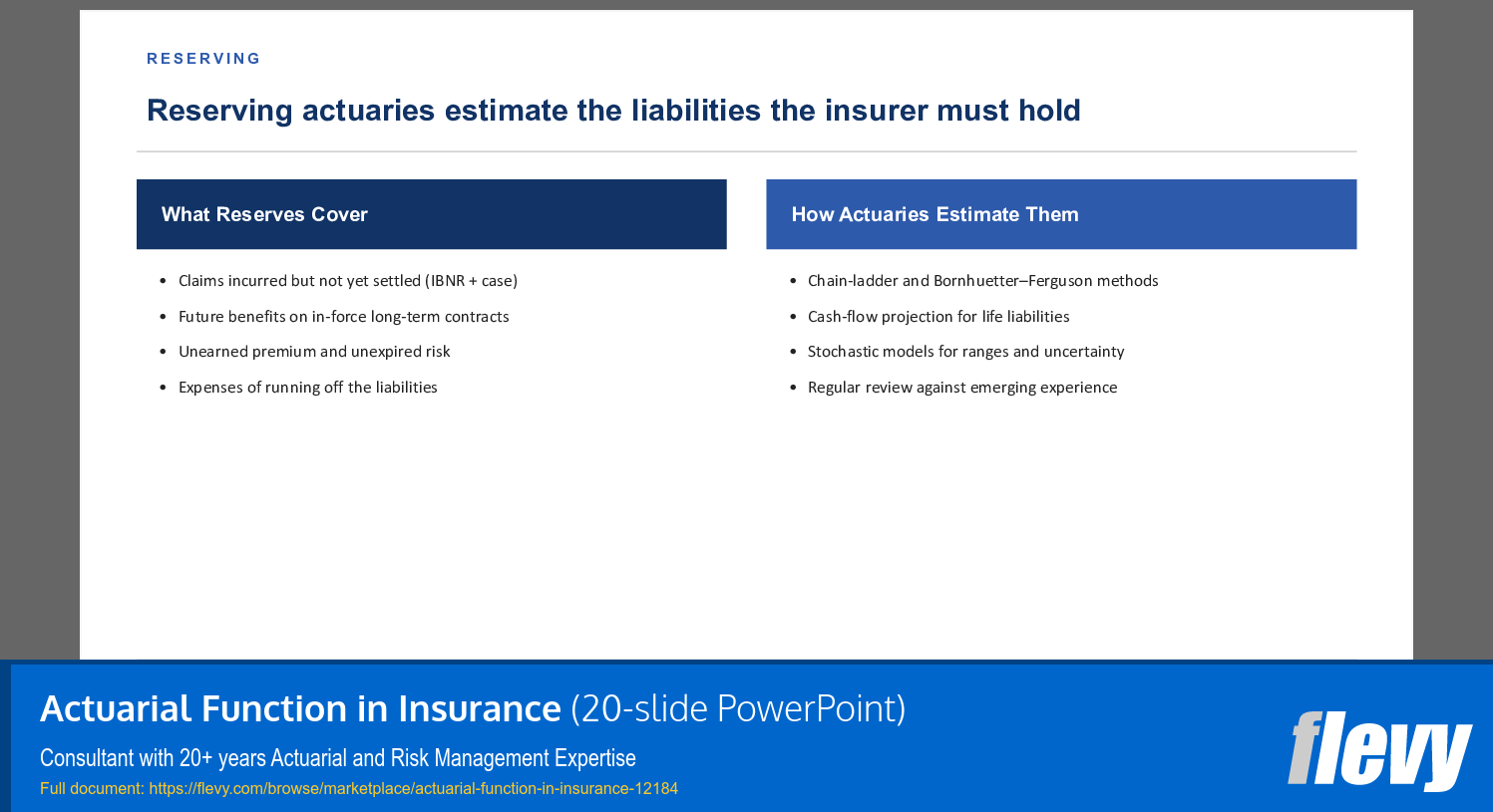 Actuarial Function in Insurance (20-slide PPT PowerPoint presentation template (PPTX)) Preview Image