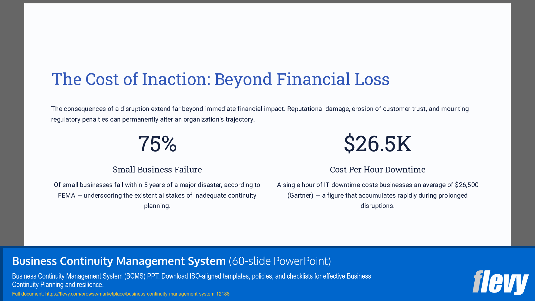Business Continuity Management System (60-slide PPT PowerPoint presentation template (PPTX)) Preview Image
