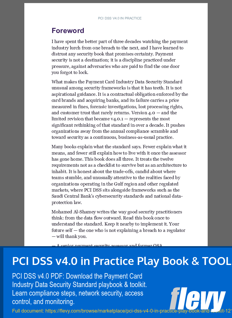 PCI DSS v4.0 in Practice Play Book & TOOLKIT (101-page PDF document) Preview Image