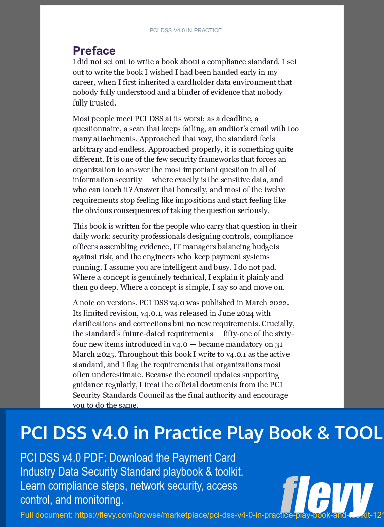 PCI DSS v4.0 in Practice Play Book & TOOLKIT (101-page PDF document) Preview Image