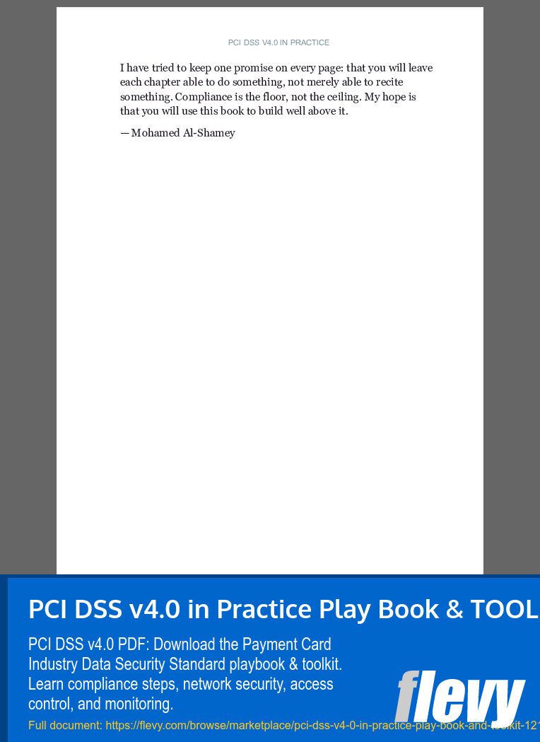 PCI DSS v4.0 in Practice Play Book & TOOLKIT (101-page PDF document) Preview Image