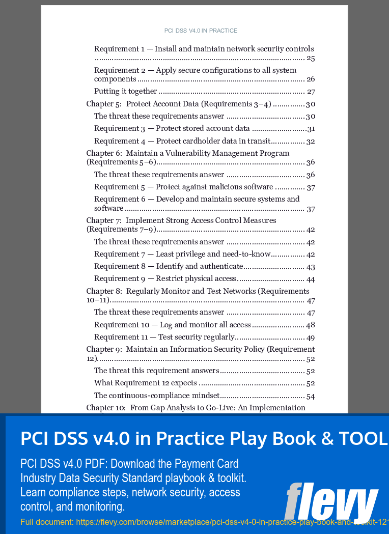 PCI DSS v4.0 in Practice Play Book & TOOLKIT (101-page PDF document) Preview Image