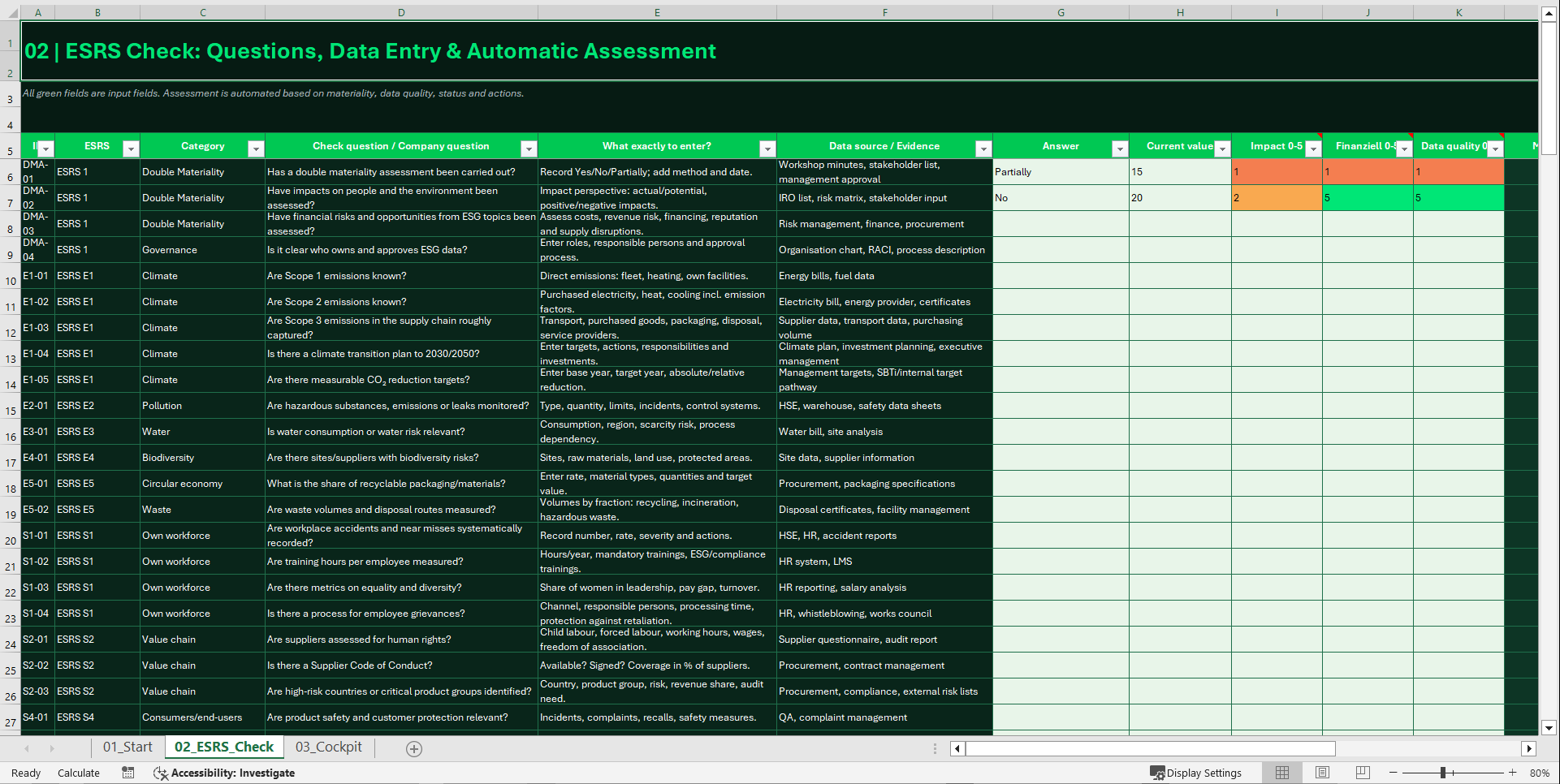 CSRD & ESRS ESG Readiness Toolkit for SMEs (Excel template (XLSX)) Preview Image