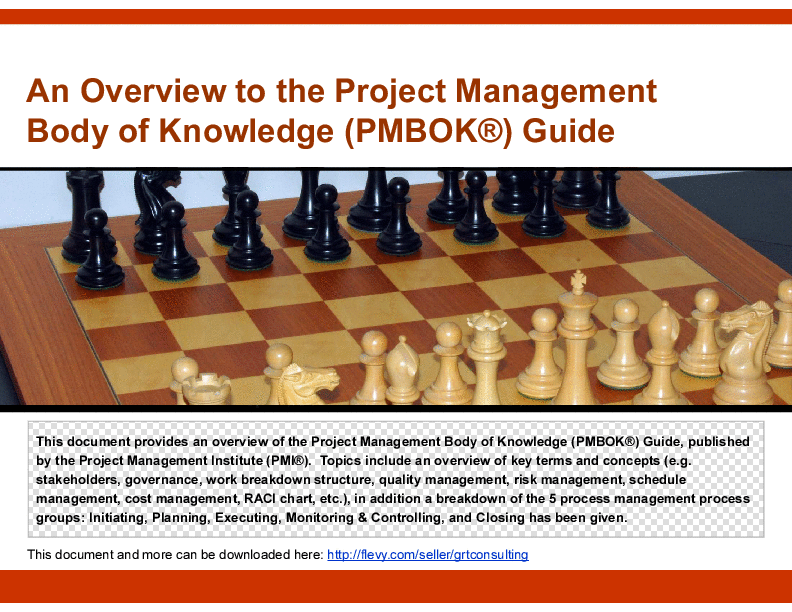 This is a partial preview of Project Management Body of Knowledge (PMBOK) Overview (45-slide PowerPoint presentation (PPTX)). Full document is 45 slides. 