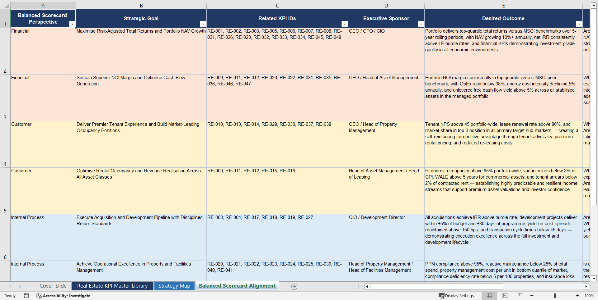 Real Estate KPIs & Benchmarks (Excel template (XLSX)) Preview Image