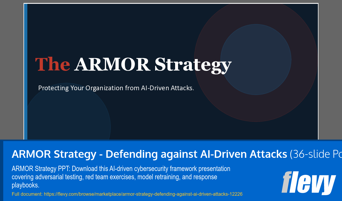 ARMOR Strategy - Defending against AI-Driven Attacks (36-slide PPT PowerPoint presentation template (PPT)) Preview Image