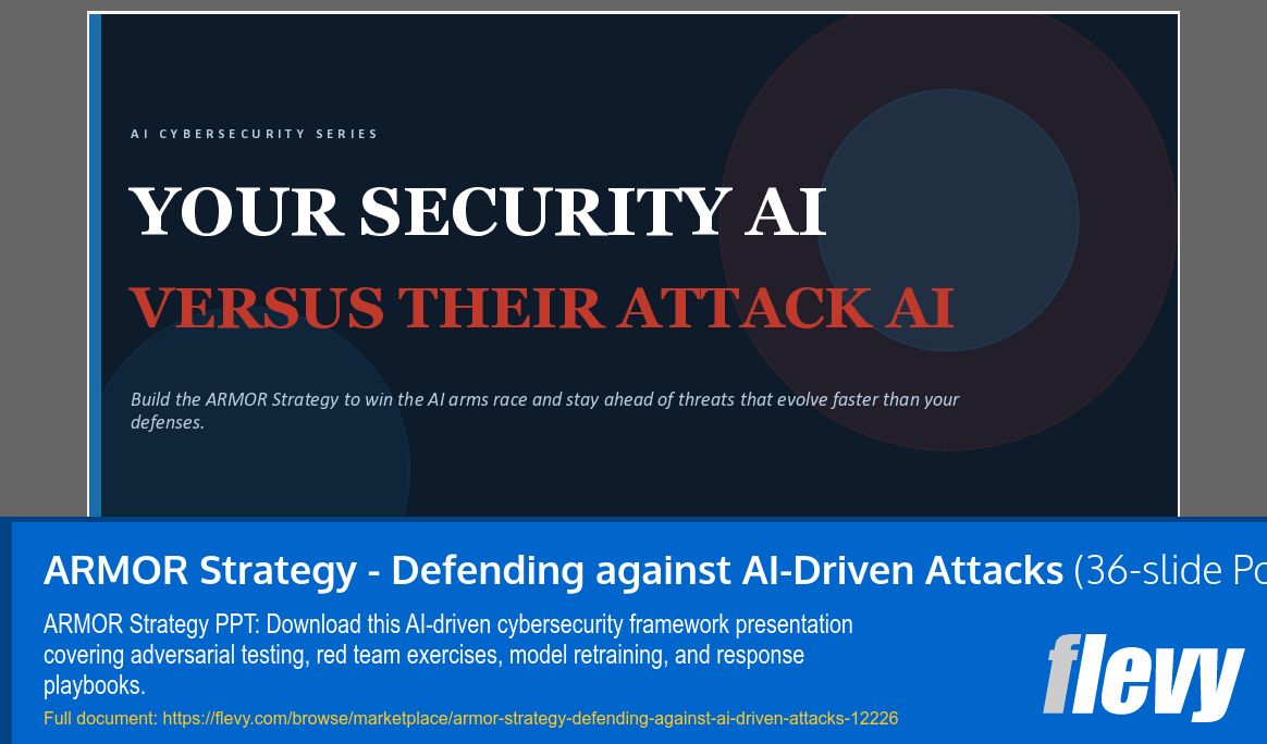 ARMOR Strategy - Defending against AI-Driven Attacks (36-slide PPT PowerPoint presentation template (PPT)) Preview Image