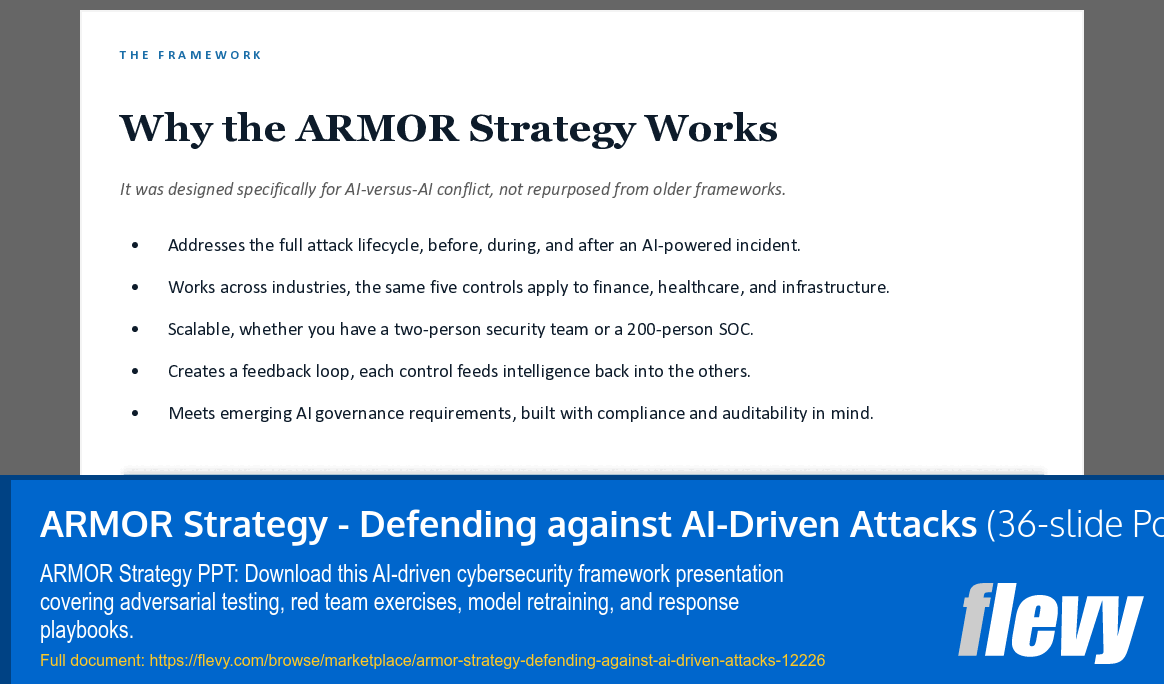 ARMOR Strategy - Defending against AI-Driven Attacks (36-slide PPT PowerPoint presentation template (PPT)) Preview Image